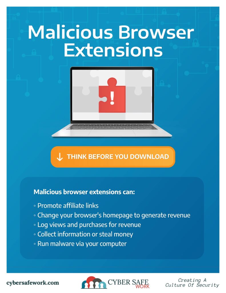 Free cyber security poster - malicious browser extension safety