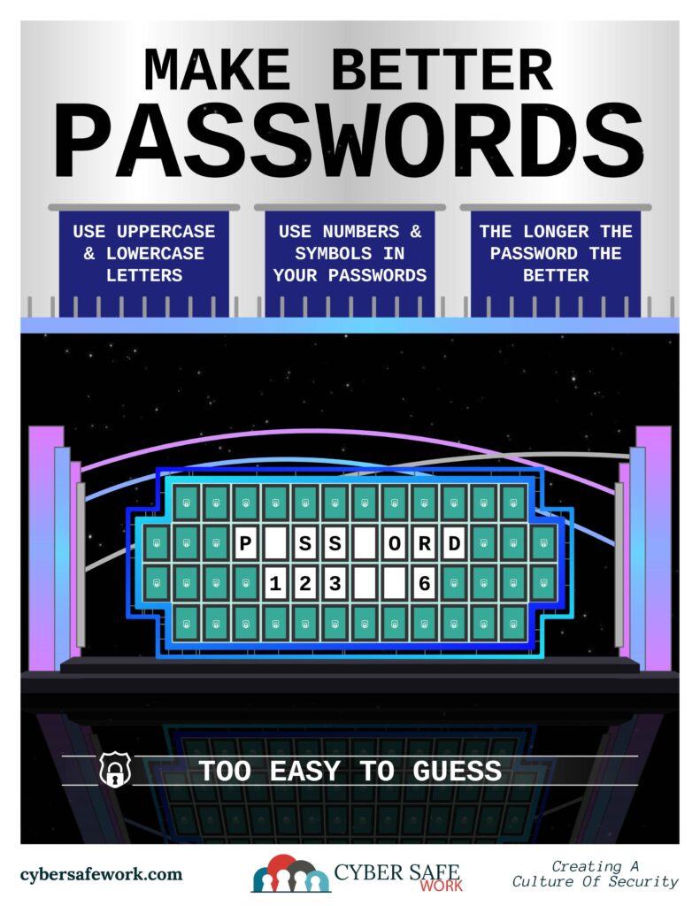 how to create better passwords to keep yourself safe online - free cyber security poster