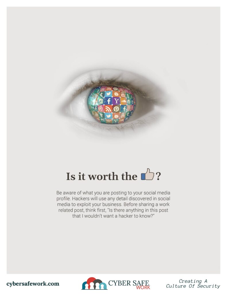 Is it worth the like? How to stay safe on social media free cyber security poster