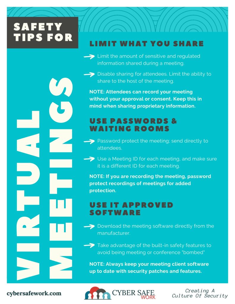 How to stay save in virtual meetings free cyber security poster